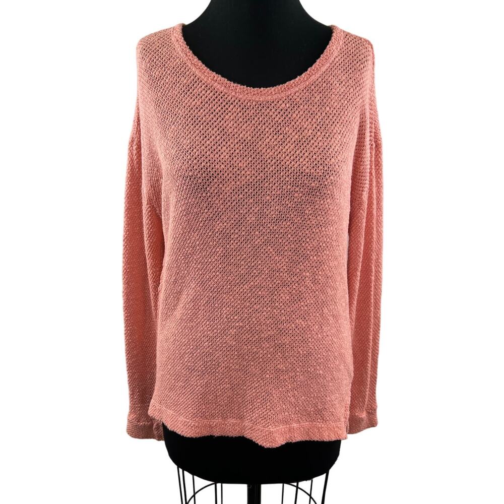 Velvet by Graham & Spencer Orange Sweater Round Neck Cotton Knit Size Medium M